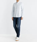 Chemise droite imprimée à coudières blanche et camel - IZAC
