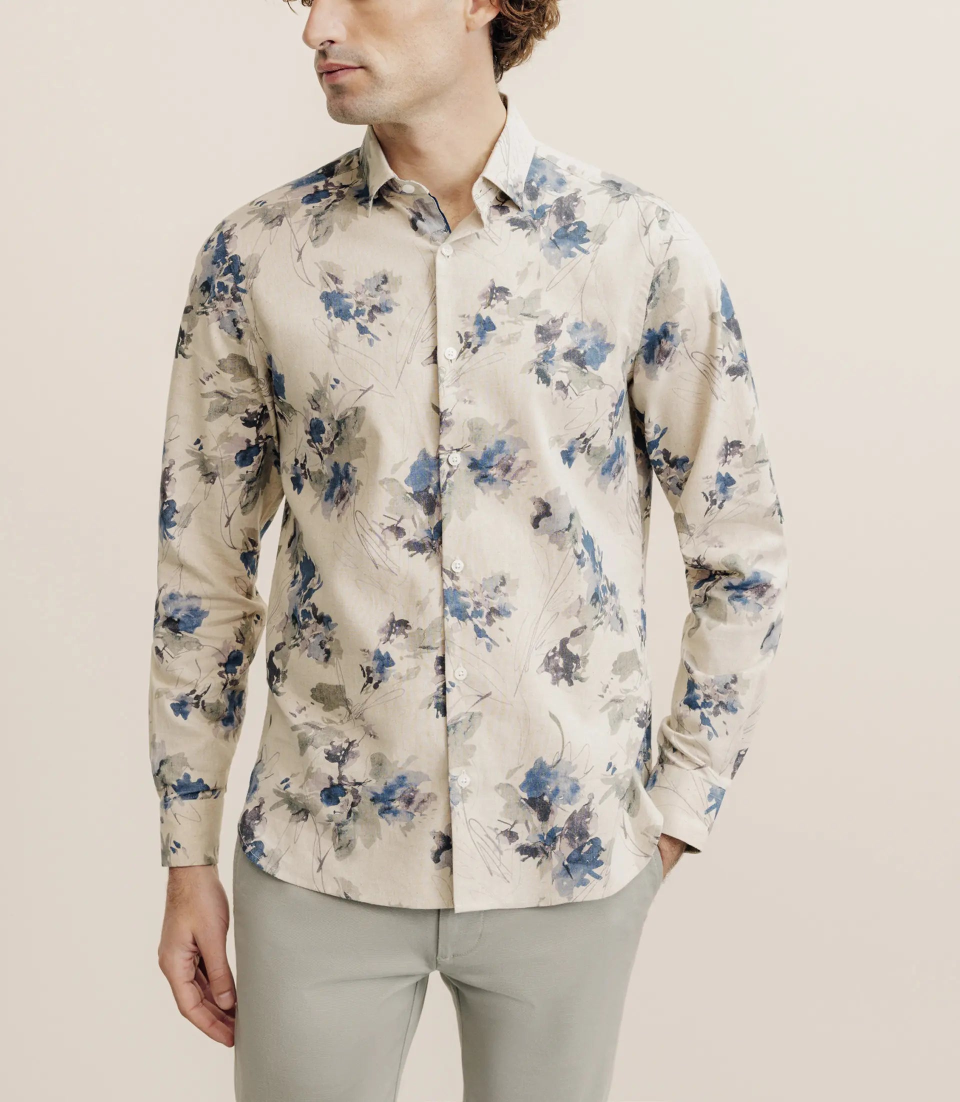 Chemise imprimée à fleurs beige - IZAC