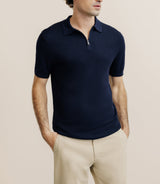 Polo col zip marine - IZAC