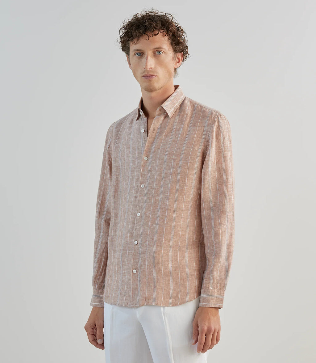 Chemise 100% lin rouge bordeaux - IZAC