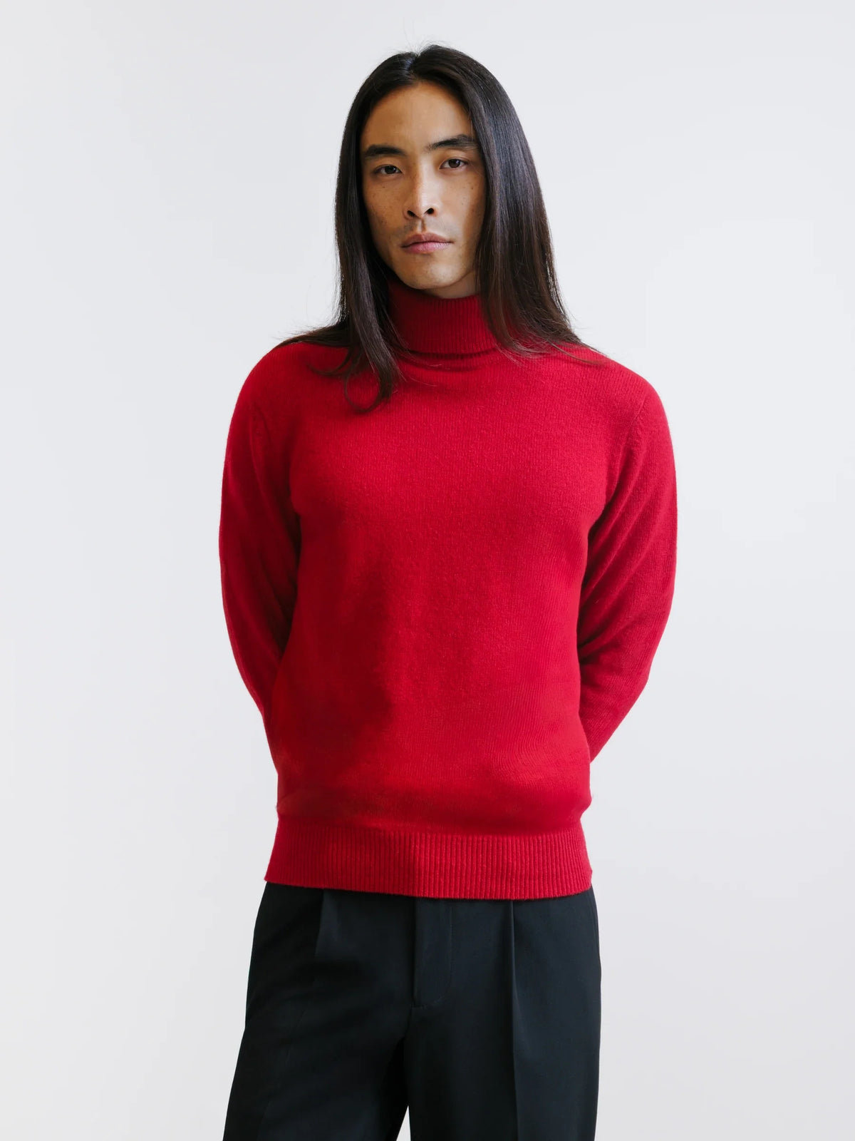 Pull en laine col roulé rouge foncé - IZAC
