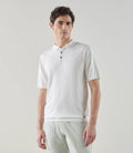 Polo col boutonné en maille écru - IZAC