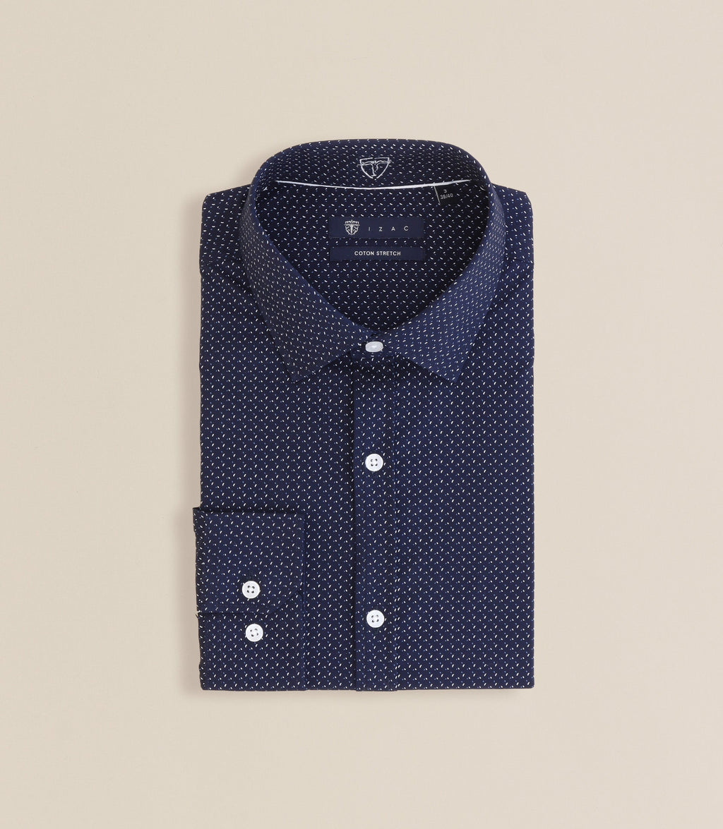 Chemise à micro motifs marine - IZAC