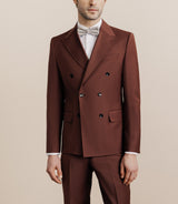 Costume croisé en laine mélangée terracotta - IZAC