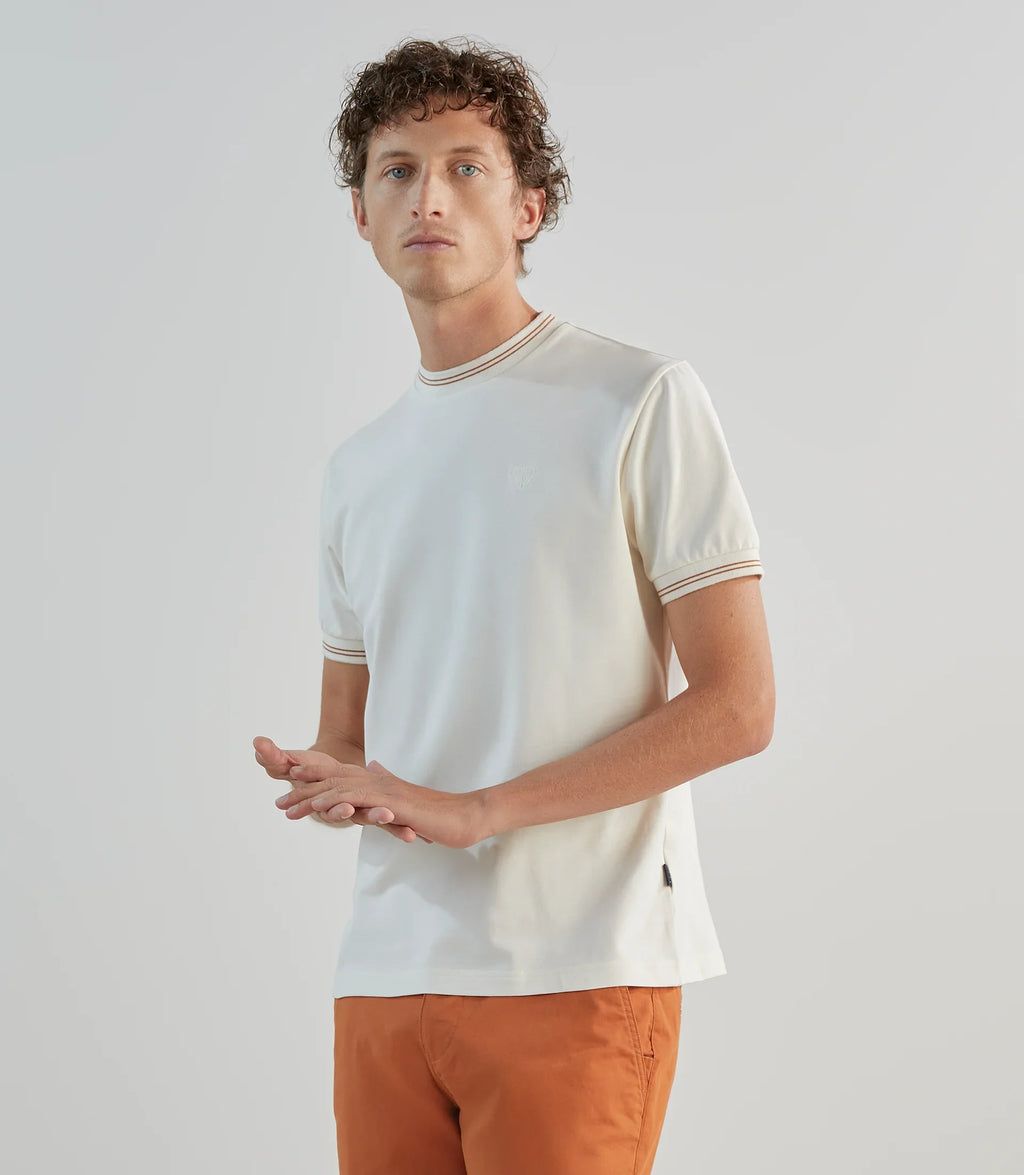 T-shirt en piqué à manches courtes écru - IZAC