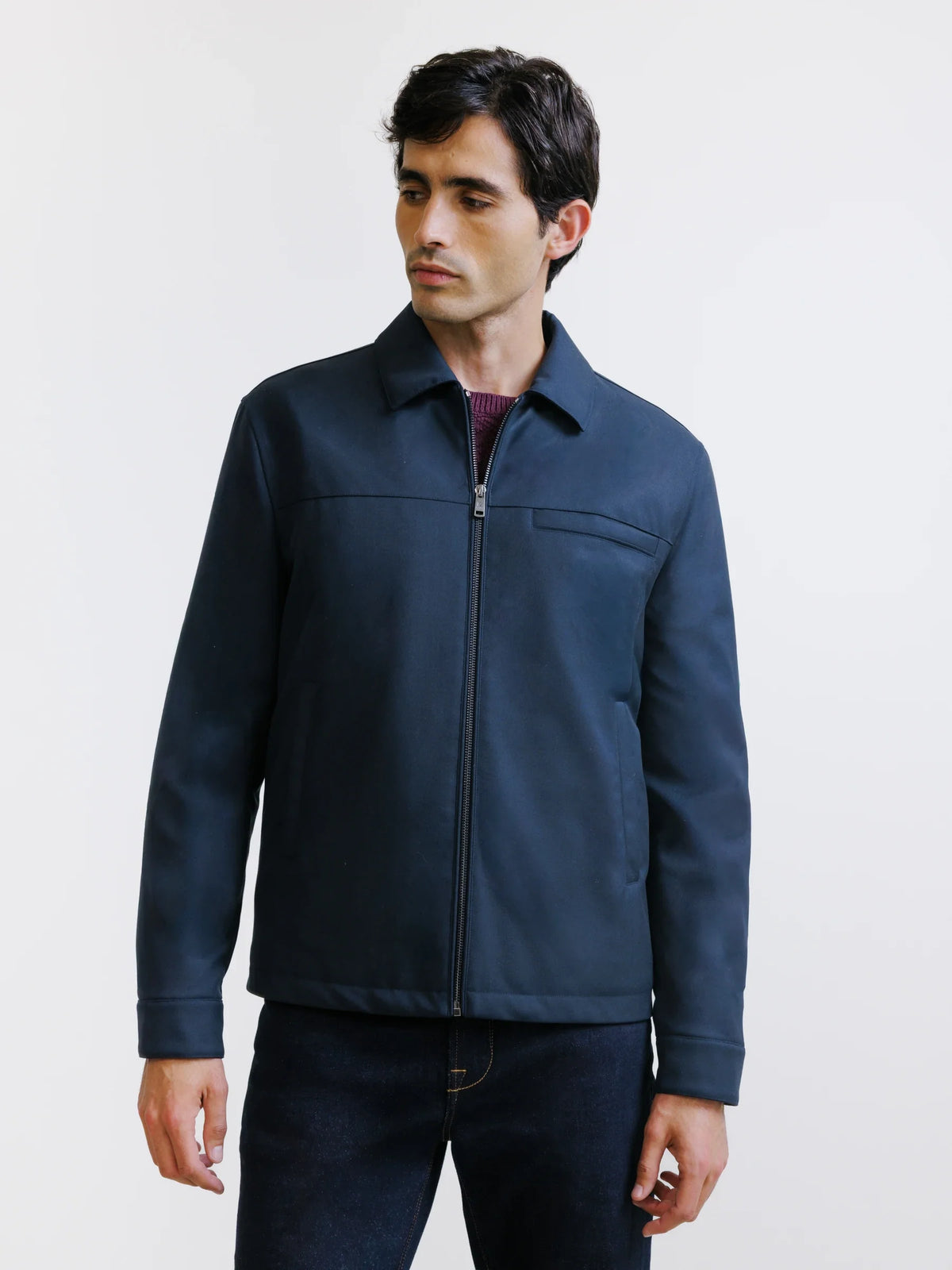 Blouson col chemise marine - IZAC