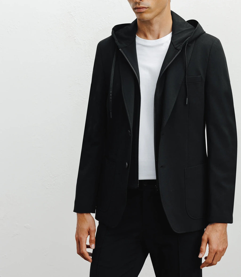 Veste en maille avec parmenture noire - IZAC