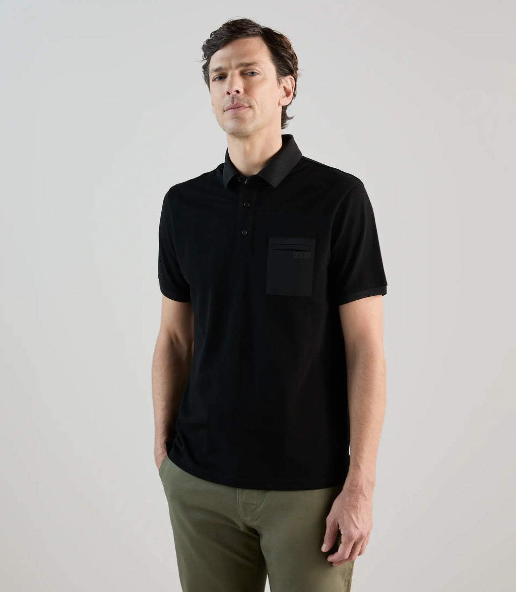 Polo col boutonné noir - IZAC
