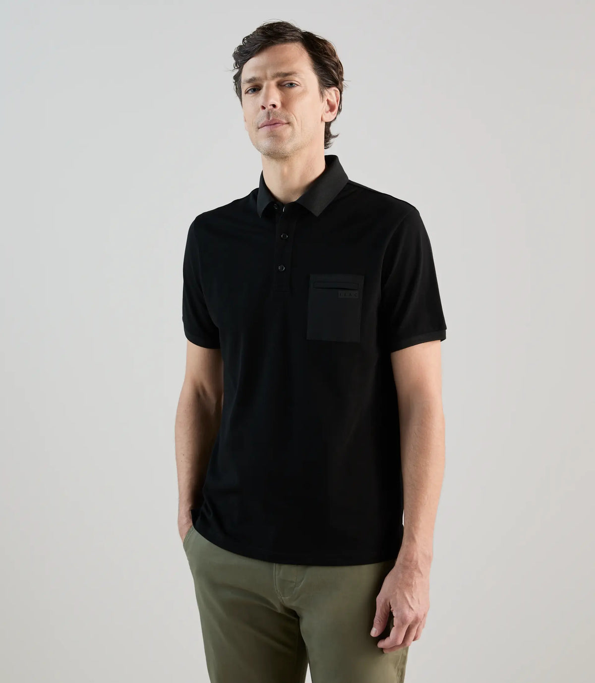 Polo col boutonné noir - IZAC