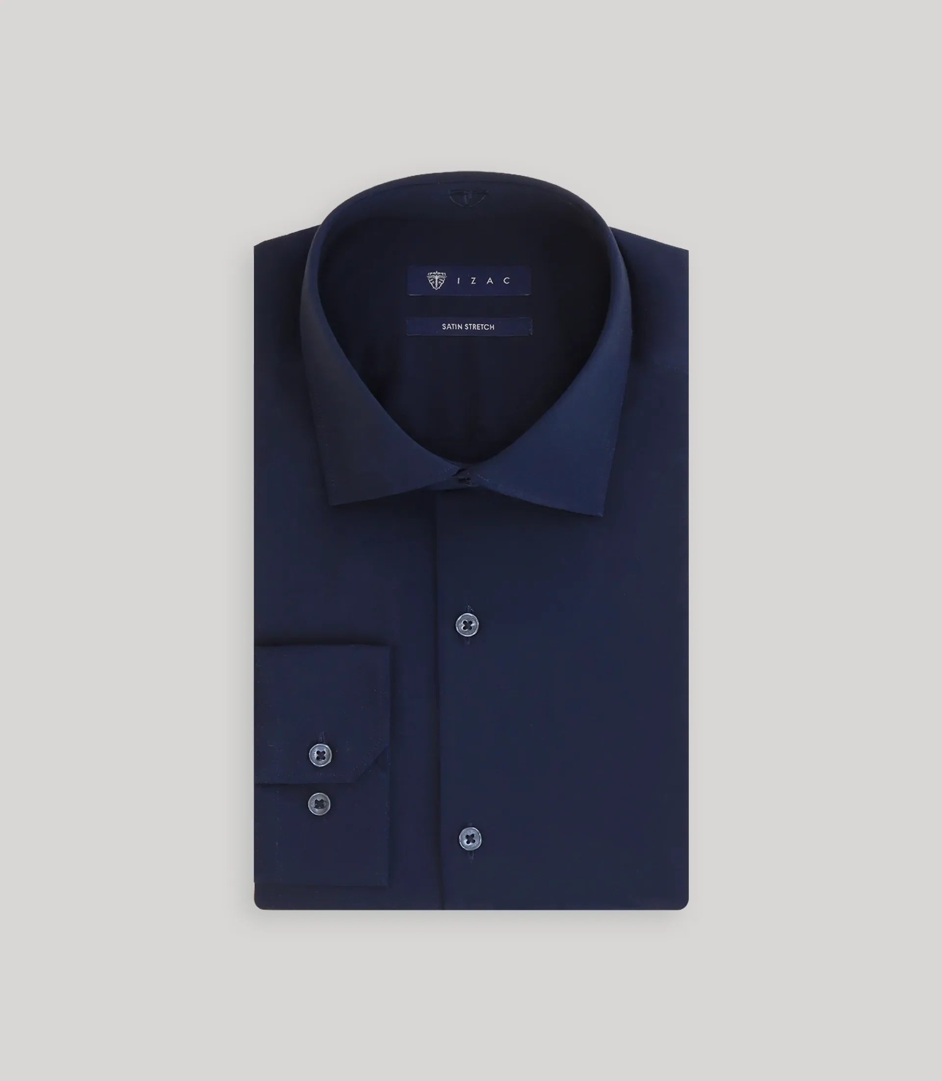 Chemise slim en satin de coton marine - IZAC