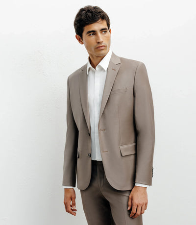 Costume 2 boutons laine majoritaire taupe - IZAC