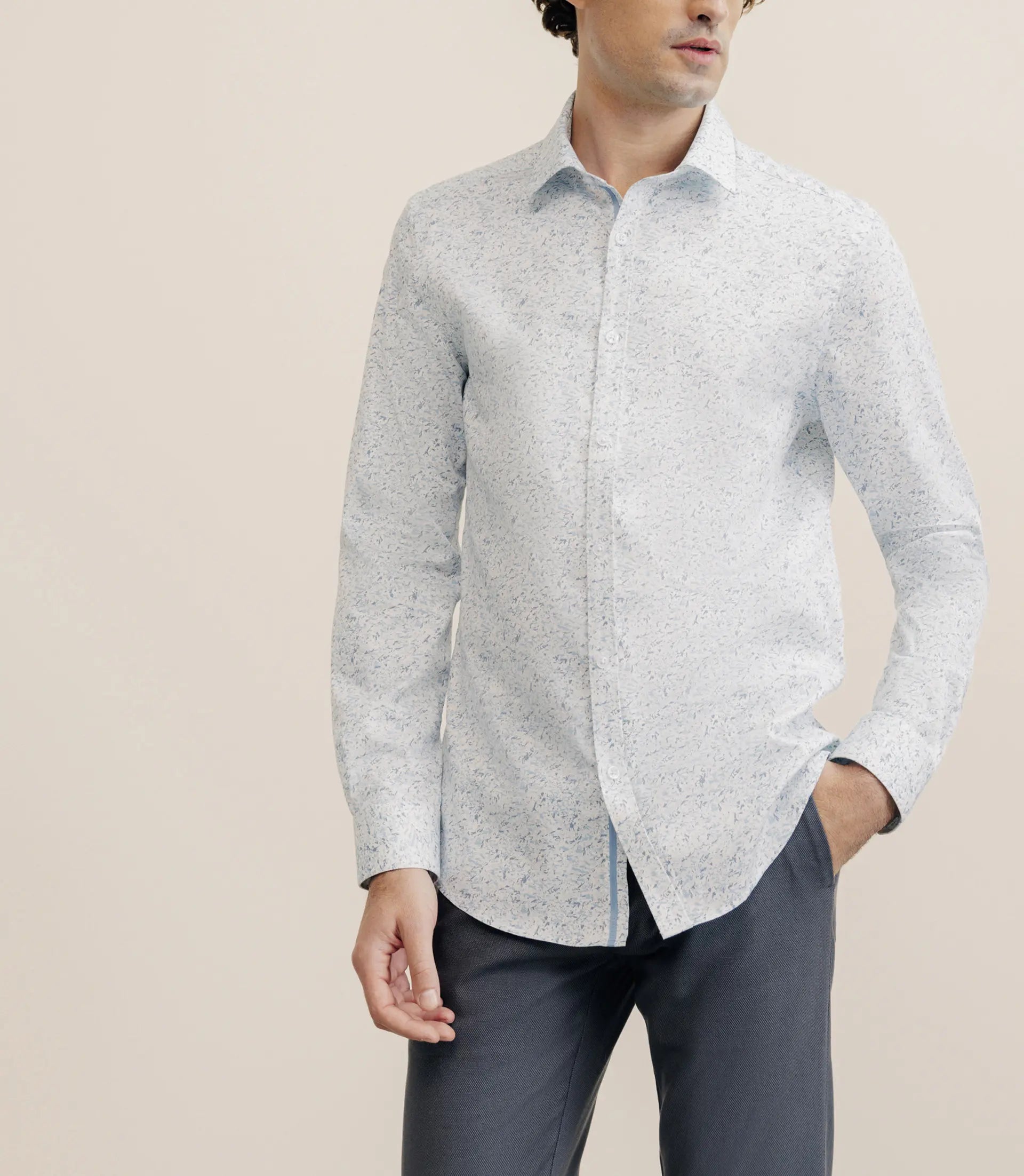 Chemise casual imprimée bleue - IZAC