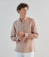 Chemise 100% lin rouge bordeaux - IZAC