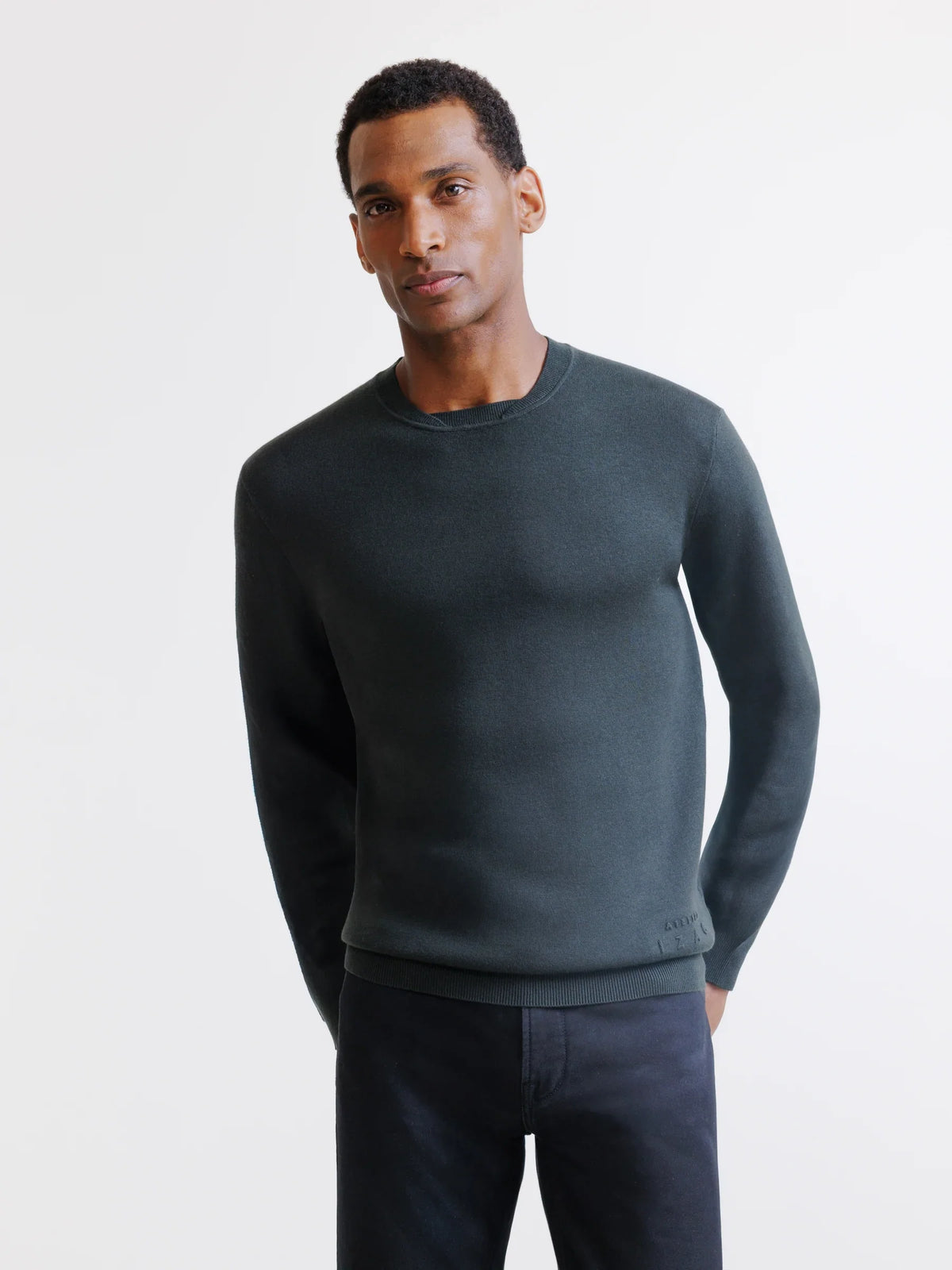 Pull col rond teddy kaki foncé - IZAC