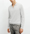 Pull col polo en laine mérinos gris - IZAC