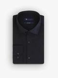 Chemise slim en satin de coton noire - IZAC