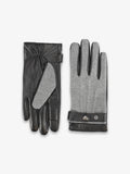 Gants bi-matière tissu et cuir gris - IZAC