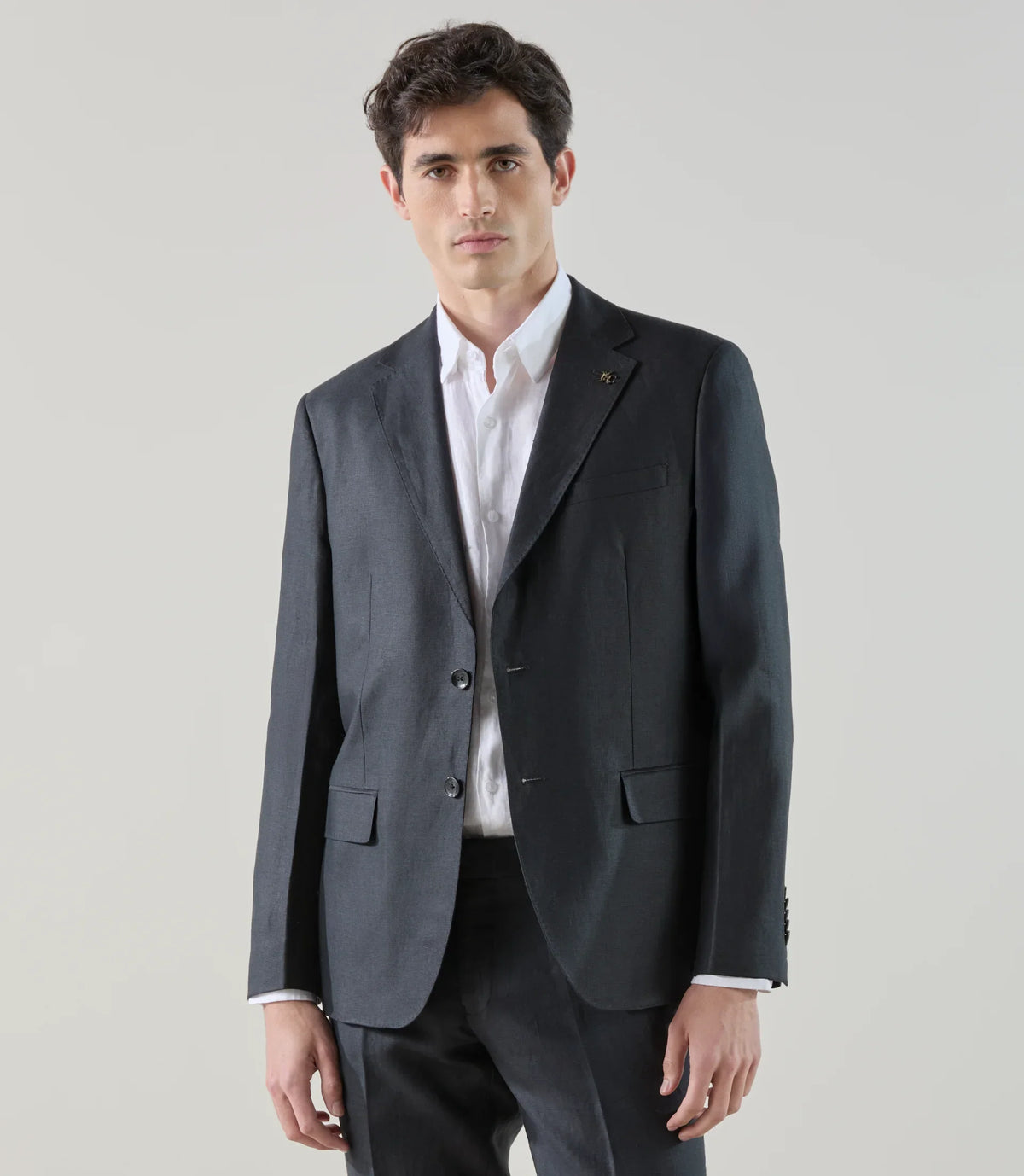 Costume 2 boutons 100% lin noir - IZAC