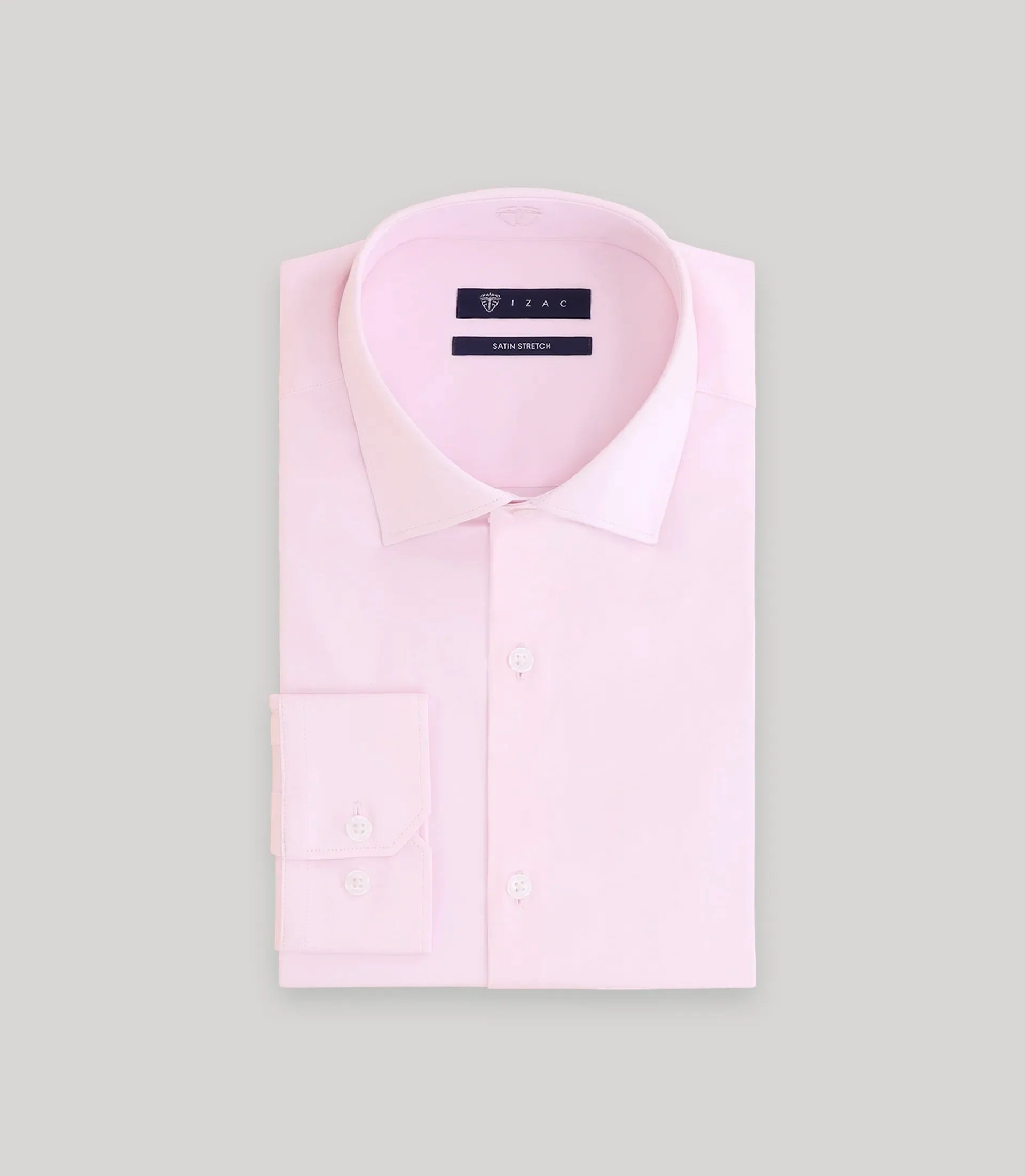 Chemise slim en satin de coton rose clair - IZAC