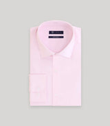 Chemise slim en satin de coton rose clair - IZAC