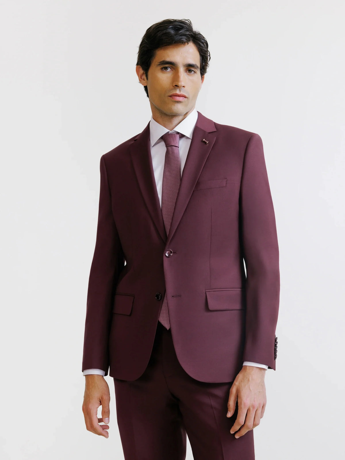 Costume 2 boutons laine majoritaire prune - IZAC