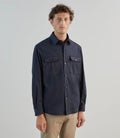 Chemise casual en suède marine - IZAC
