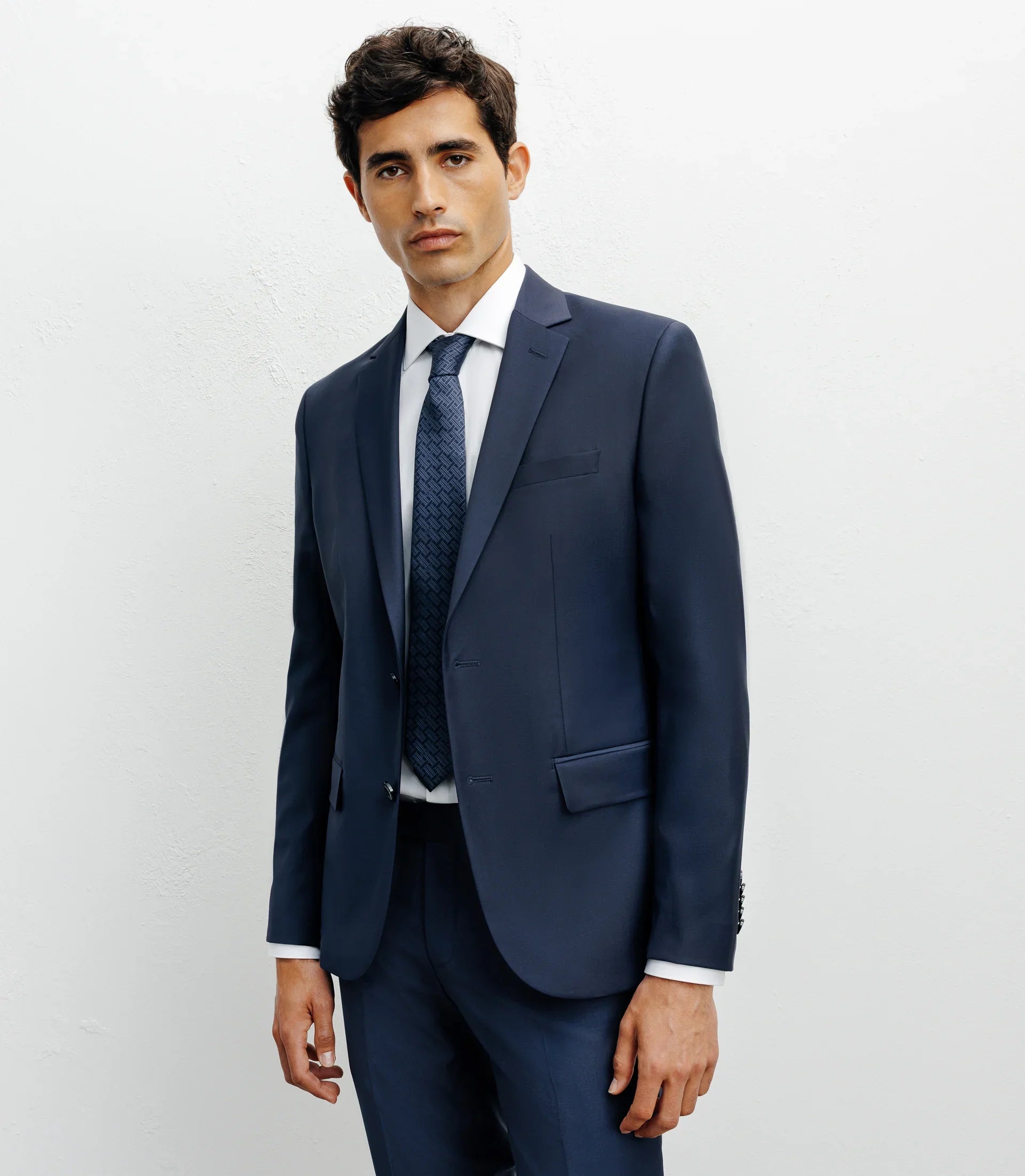 Costume 2 boutons laine majoritaire bleu - IZAC