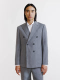 Costume croisé rayé gris - IZAC