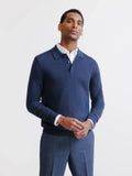 Pull en laine à col polo boutonné marine - IZAC