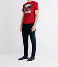 T-shirt col rond avec print rouge - IZAC