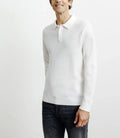 Pull col polo boutonné jeux de points écru - IZAC