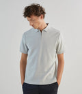Polo col zip en jeu de points gris clair - IZAC