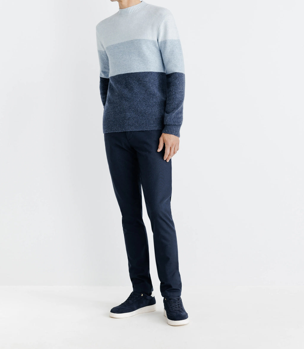 Pull col rond rayé bleu - IZAC
