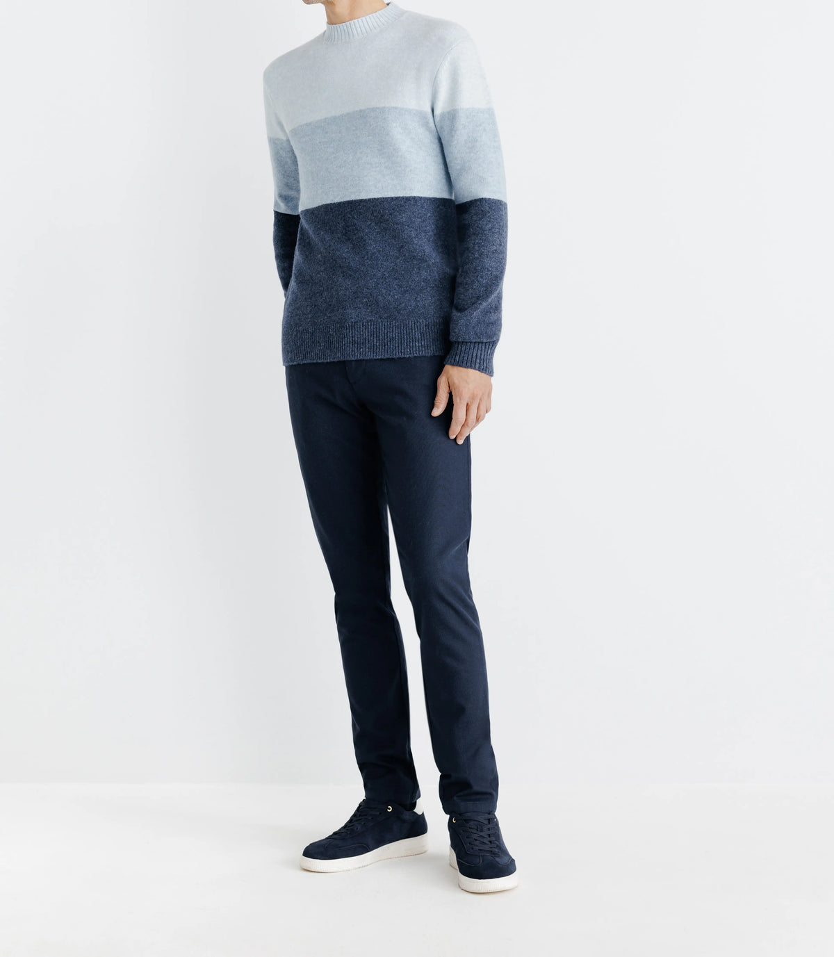 Pull col rond rayé bleu - IZAC