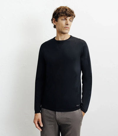 Pull manches longues col rond en maille noir - IZAC