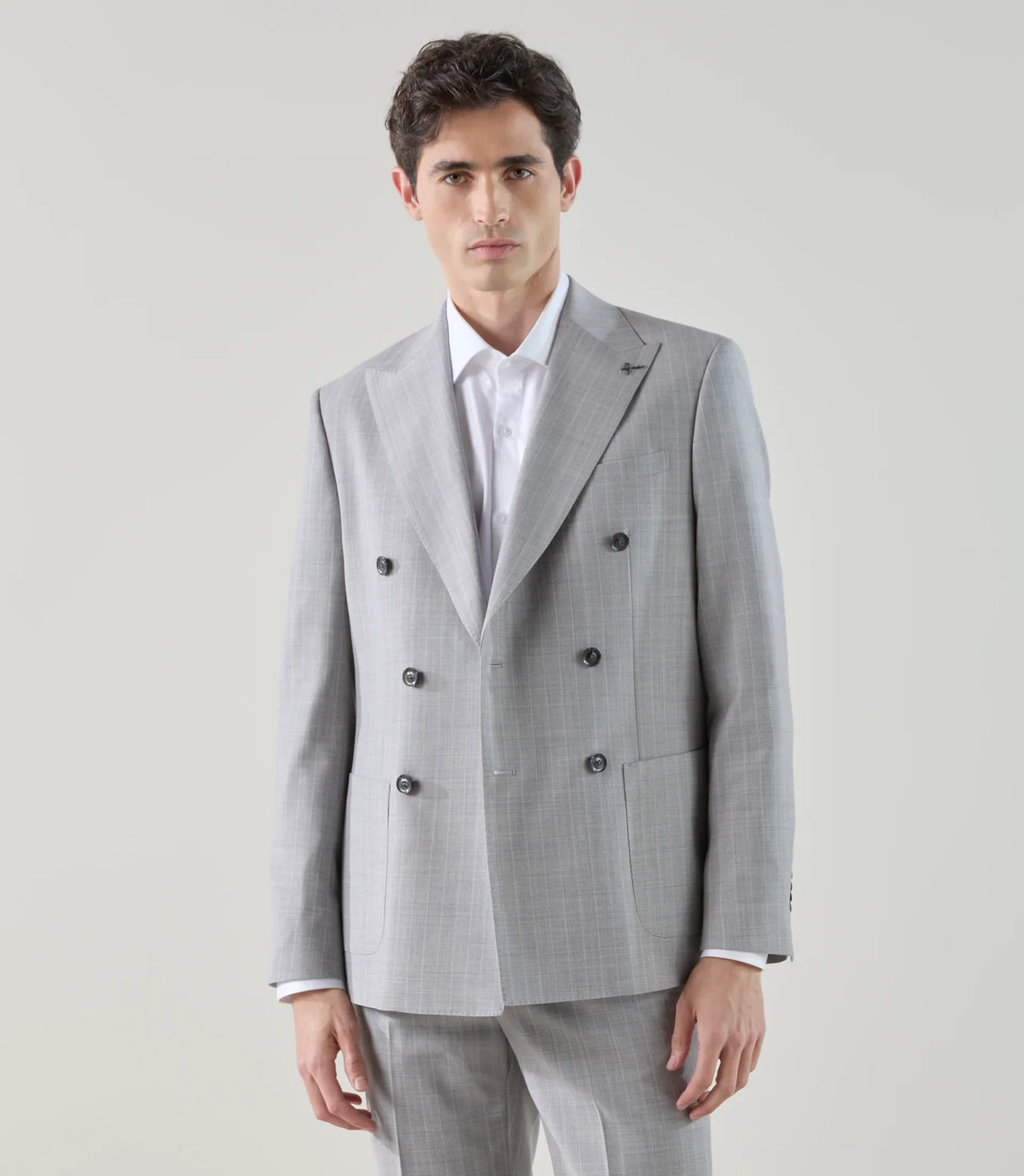 Costume croisé en laine mélangée gris - IZAC