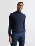 Pull col cheminée mérinos marine - IZAC