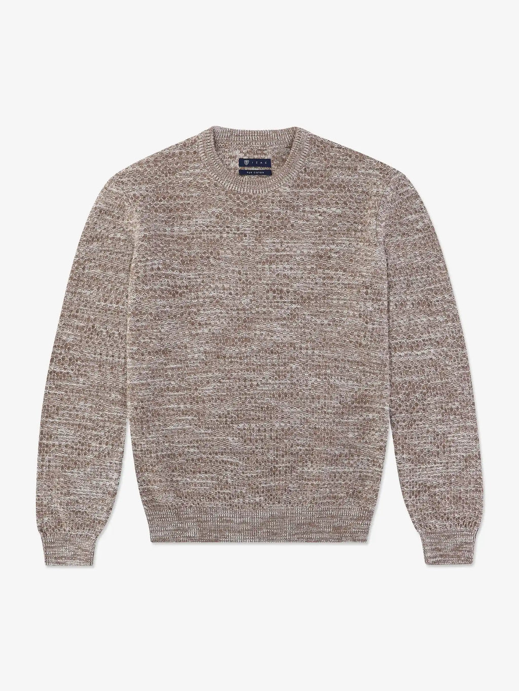 Pull col rond uni jeu de point taupe - IZAC
