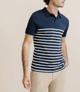 Polo boutonné marinière marine - IZAC