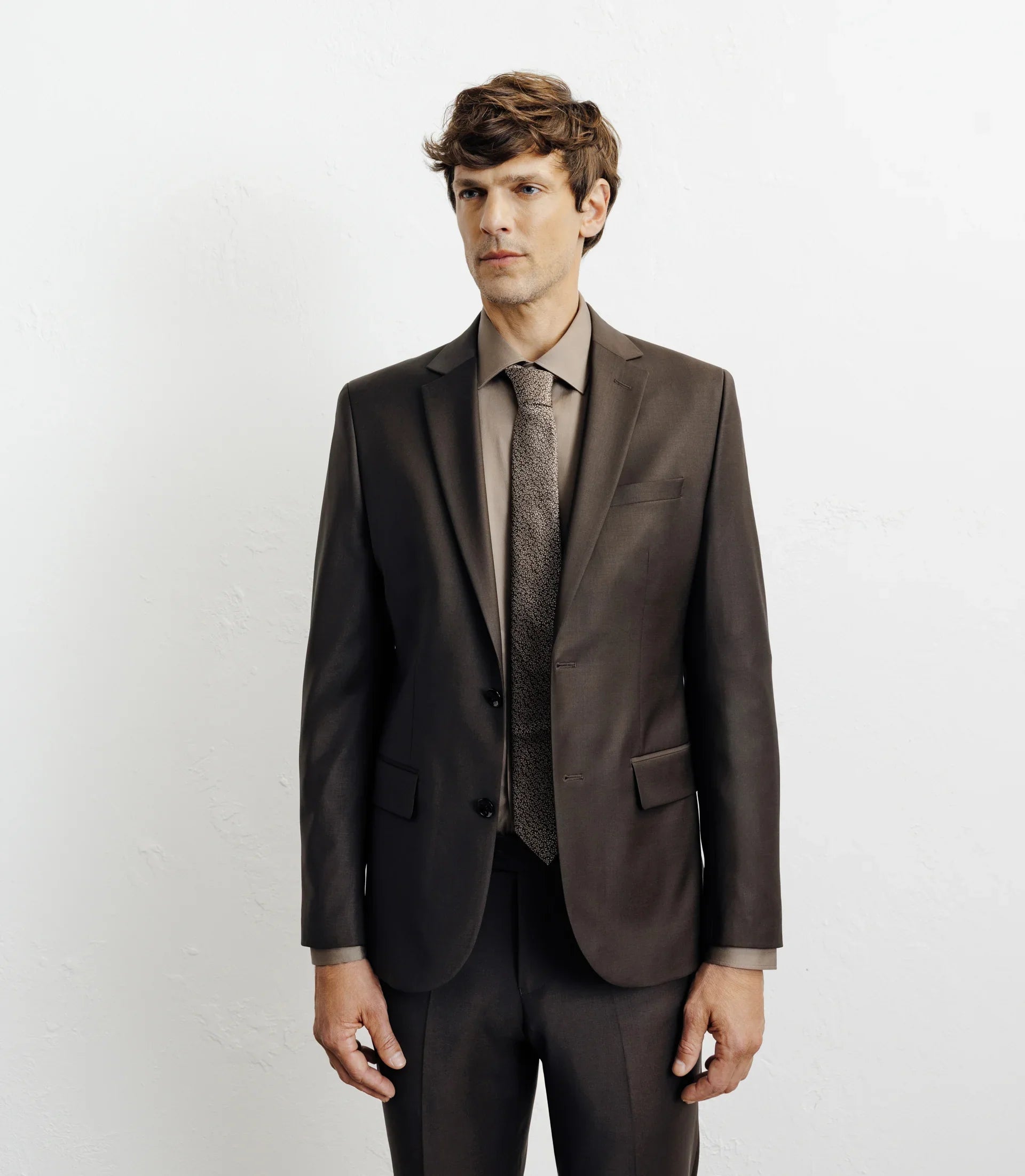 Costume 2 boutons laine majoritaire marron - IZAC