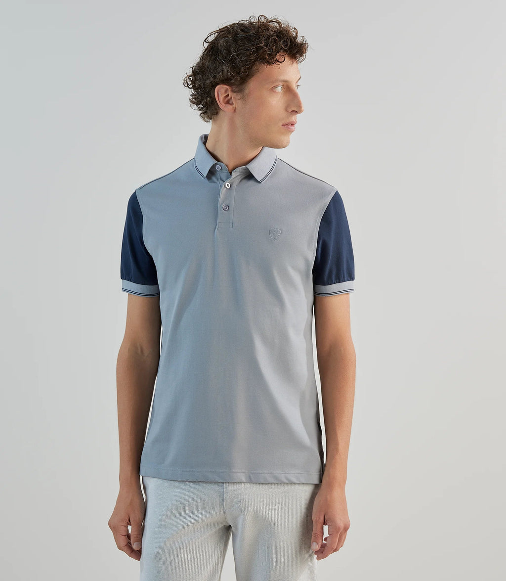 Polo piqué bleu gris clair - IZAC