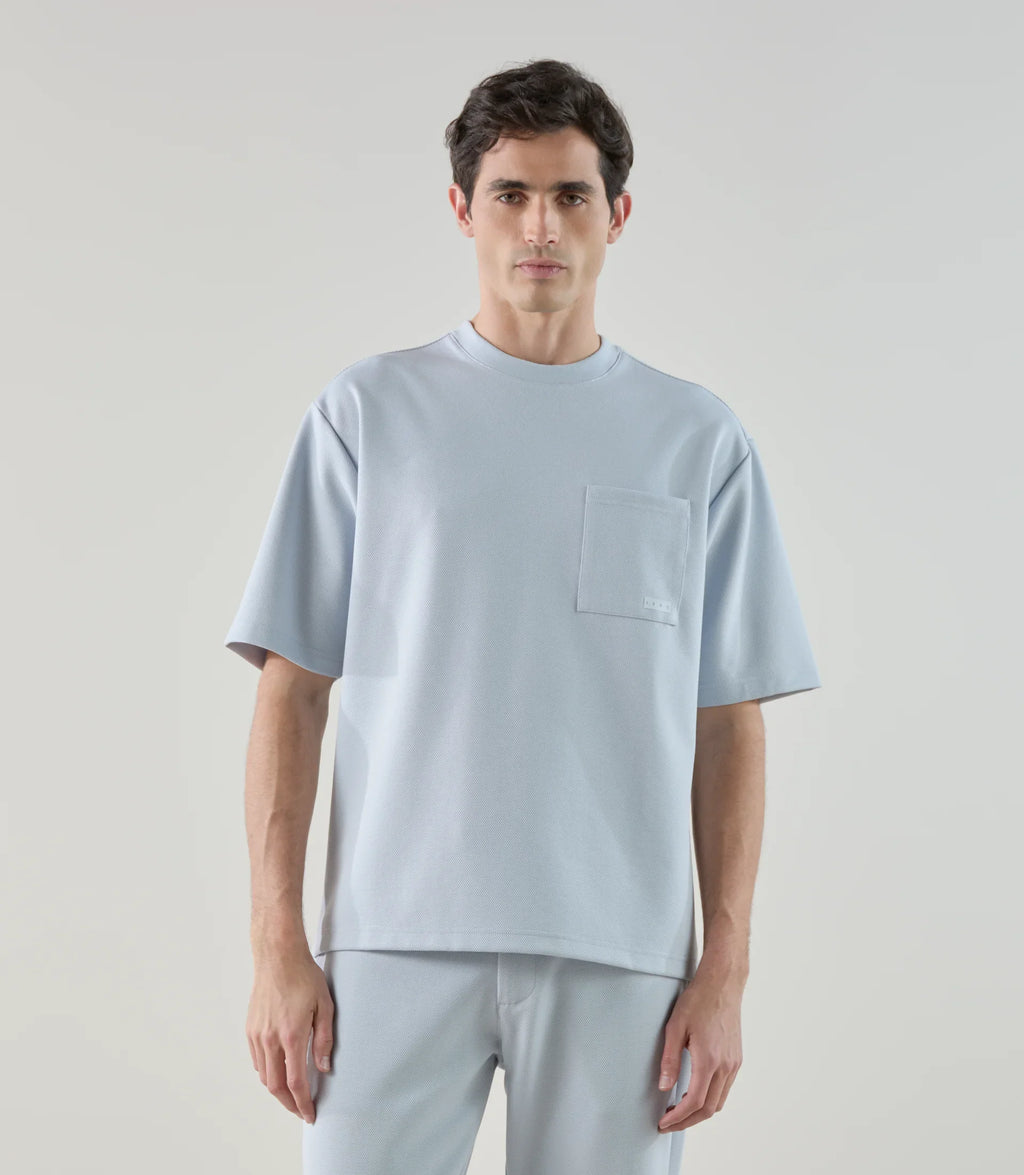 T-shirt col rond en jeu de points ciel - IZAC