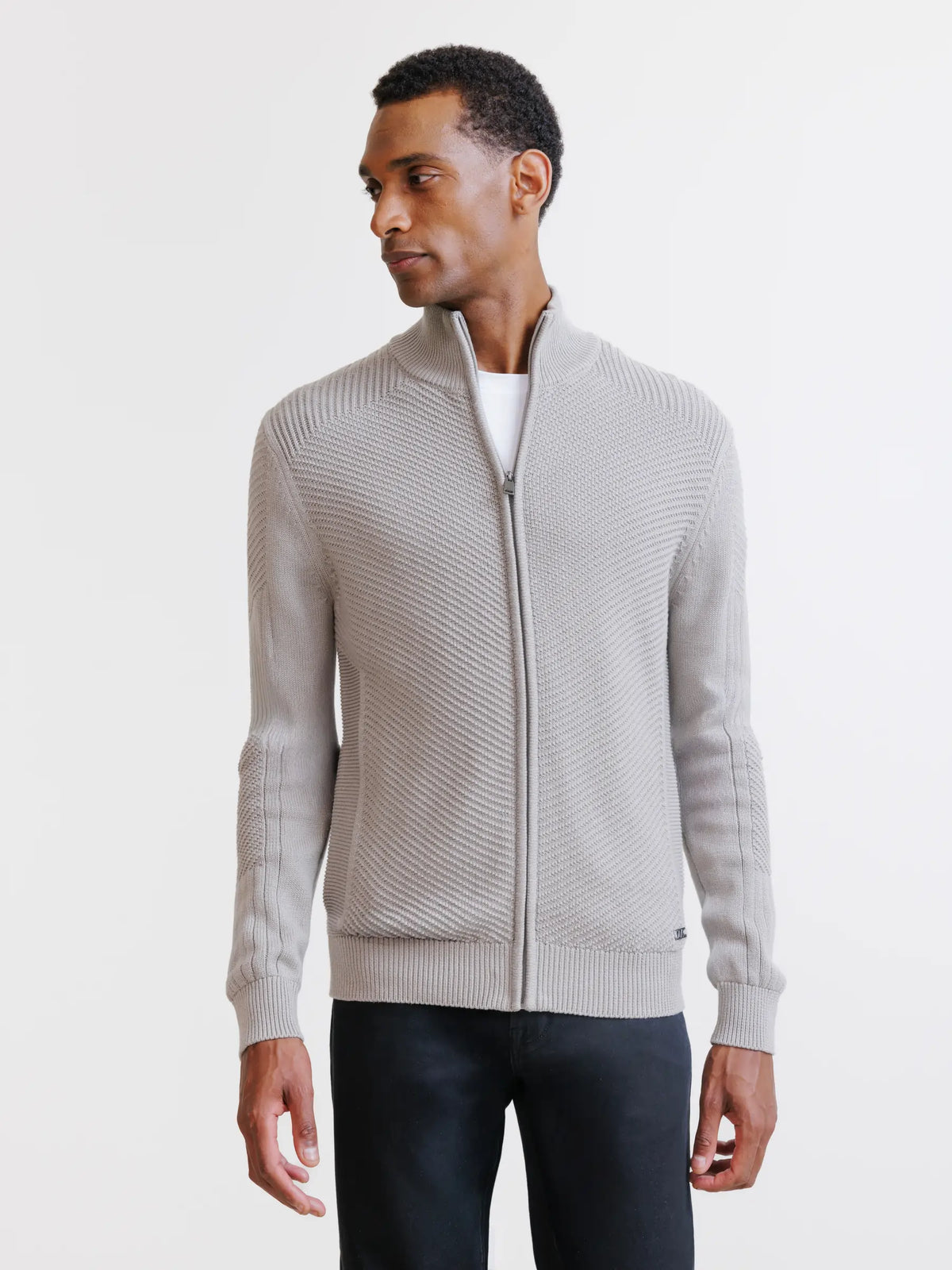 Gilet zippé à jeux de points taupe - IZAC
