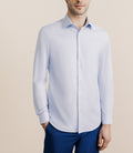 Chemise 100% coton sans repassage bleue - IZAC