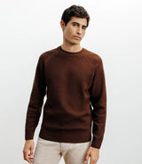 Pull col rond jeux de points chocolat - IZAC
