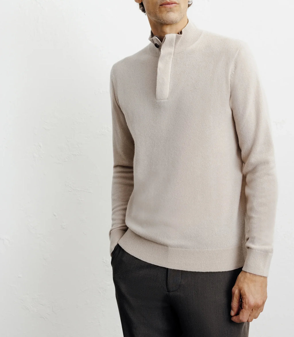 Pull col montant 100% cachemire beige - IZAC