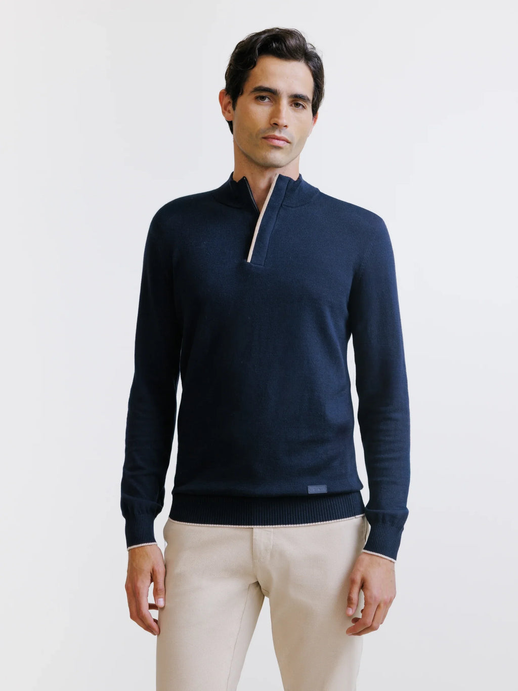 Pull col montant demi zippé marine - IZAC