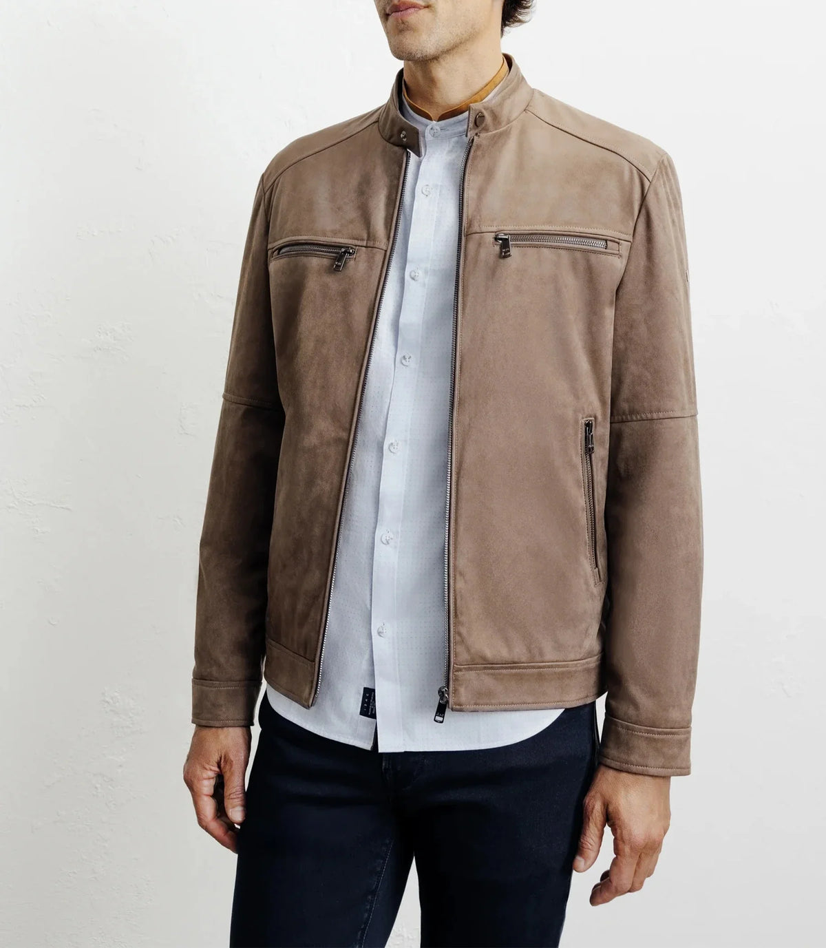 Blouson motard taupe - IZAC