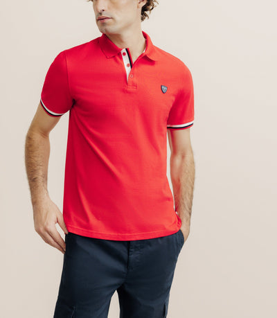 Polo à contraste rouge - IZAC