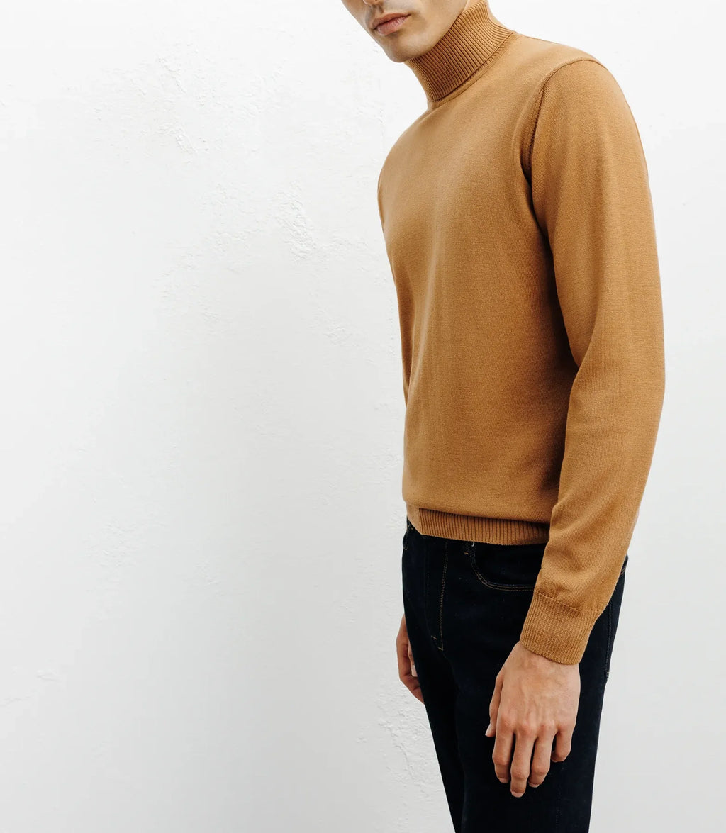 Pull col roulé camel - IZAC